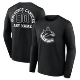 Vancouver Canucks Personalized Name & Number Monochrome Long Sleeve T-Shirt - Black | US 201281584