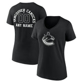 Vancouver Canucks Women's Personalized Name & Number Monochrome V-Neck T-Shirt - Black | US 201281589