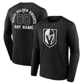 Vegas Golden Knights Personalized Name & Number Monochrome Long Sleeve T-Shirt - Black | US 201281590