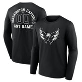 Washington Capitals Personalized Name & Number Monochrome Long Sleeve T-Shirt - Black | US 201281596