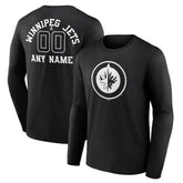 Winnipeg Jets Personalized Name & Number Monochrome Long Sleeve T-Shirt - Black | US 201281602