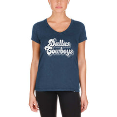 Dallas Cowboys New Era Women's Enzyme Wash Low V-Neck T-Shirt - Navy T-shirts