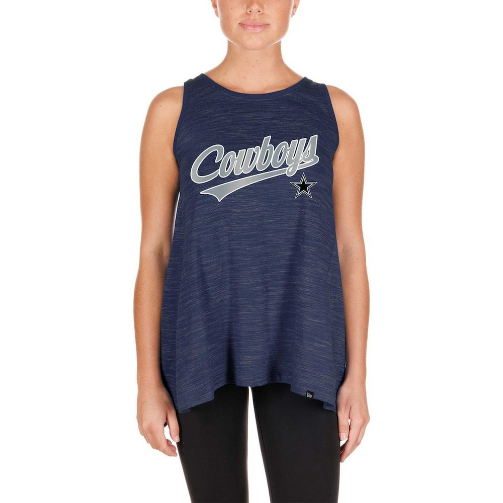 Dallas Cowboys New Era Women's Space-Dye Active Tank Top - Navy Tops