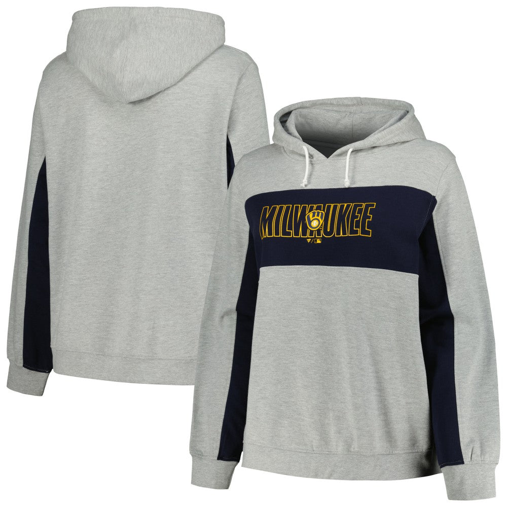 Milwaukee Brewers Profile Women's Plus Size Pullover Jersey Hoodie - Heather Gray Jerseys