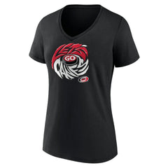 Carolina Hurricanes Women's Native V-Neck T-Shirt - Black | US 201291091