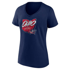 Columbus Blue Jackets Women's Native V-Neck T-Shirt - Navy | US 201291112