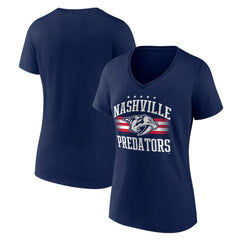 Nashville Predators Women's Americana Team V-Neck T-Shirt - Navy | US 201291190