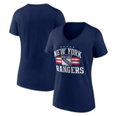 New York Rangers Women's Americana Team V-Neck T-Shirt - Navy | US 201291213