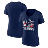 San Jose Sharks Women's Americana Team V-Neck T-Shirt - Navy | US 201291248