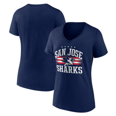 San Jose Sharks Women's Americana Team V-Neck T-Shirt - Navy | US 201291248