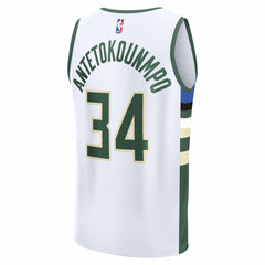 Giannis Antetokounmpo Milwaukee Bucks Fast Break Replica Player Jersey Association Edition White - Fanatics