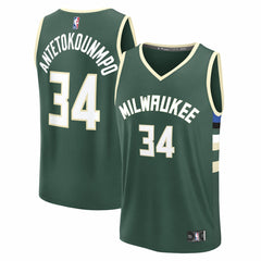 Giannis Antetokounmpo Milwaukee Bucks Youth Fast Break Replica Player Jersey Icon Edition Hunter Green - Fanatics