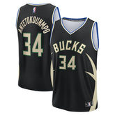 Giannis Antetokounmpo Milwaukee Bucks Youth Fast Break Replica Player Jersey Statement Edition Black - Fanatics