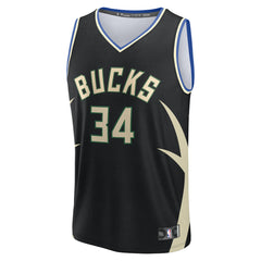 Giannis Antetokounmpo Milwaukee Bucks Youth Fast Break Replica Player Jersey Statement Edition Black - Fanatics