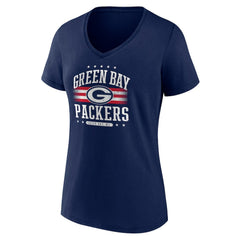 Green Bay Packers Women's Americana Team V-Neck T-Shirt - Navy T-shirts