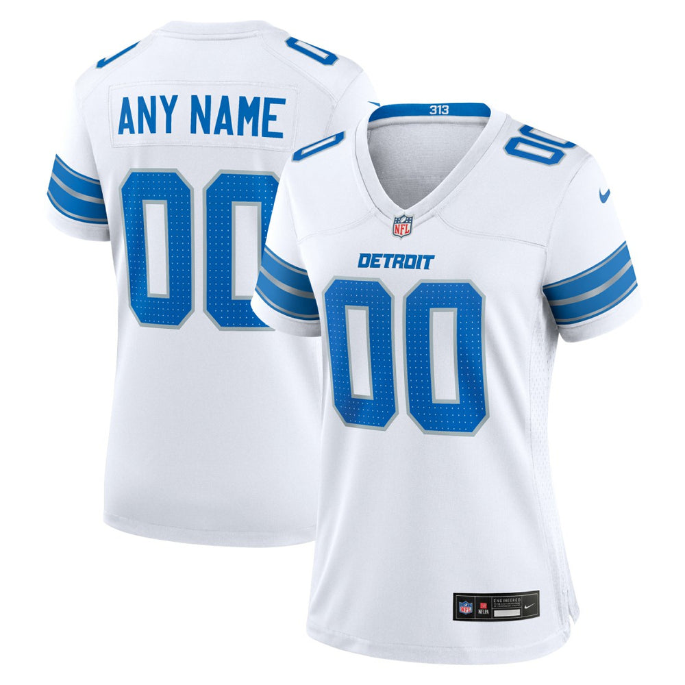 Detroit Lions Women's Custom Game Jersey - White Jerseys