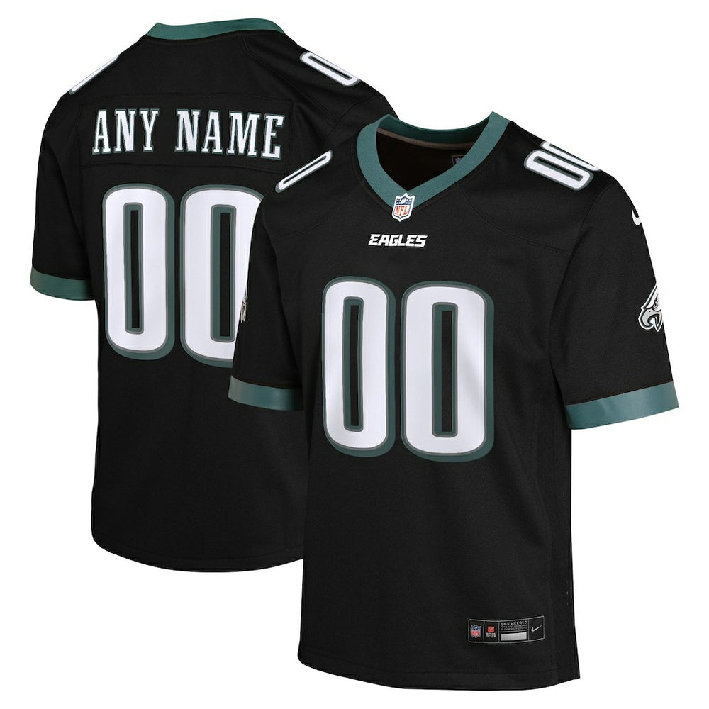 Philadelphia Eagles Youth Alternate Custom Game Jersey - Black Jerseys