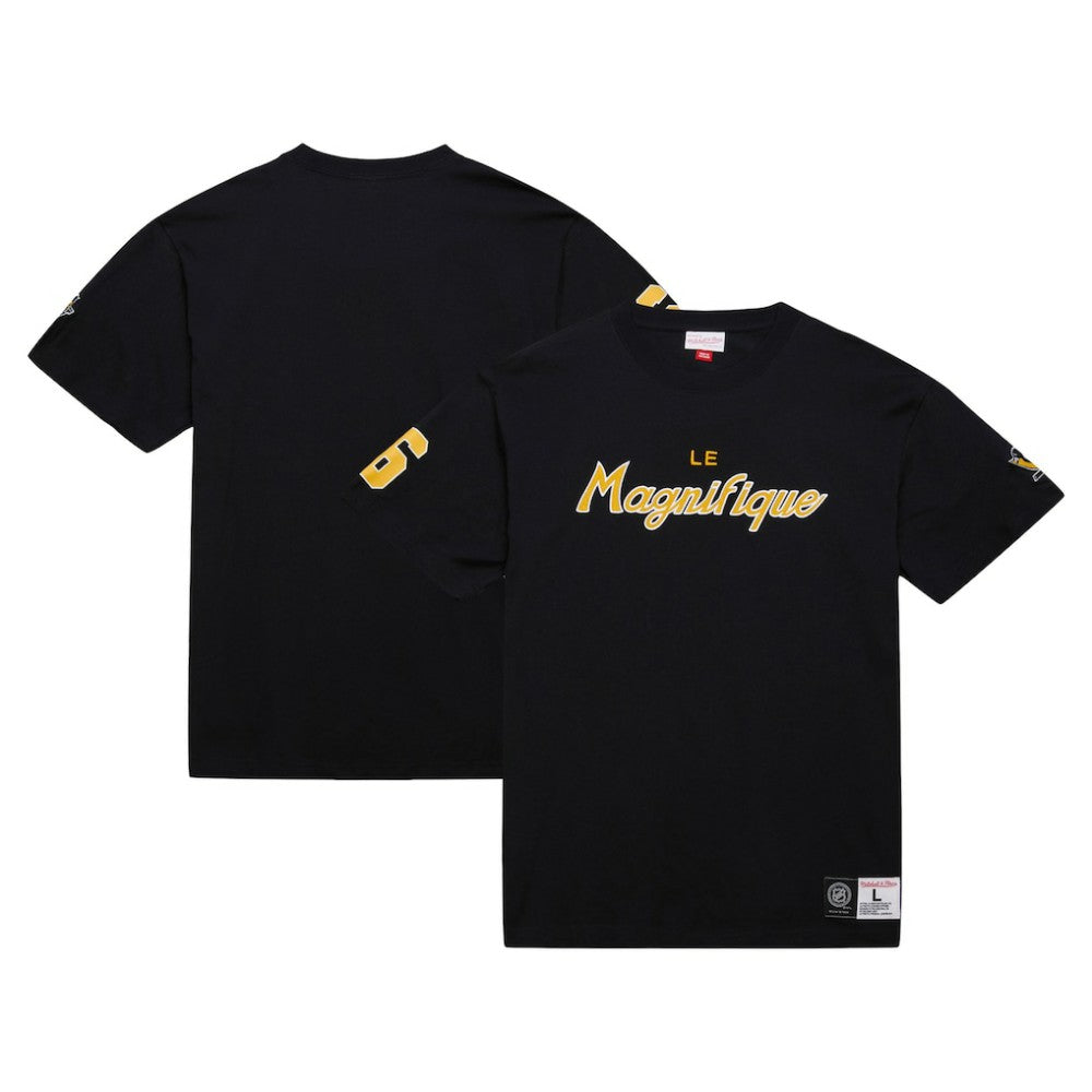 Mario Lemieux Pittsburgh Penguins Mitchell & Ness Premium Nickname Vintage Logo T-Shirt - Black | US 201297204