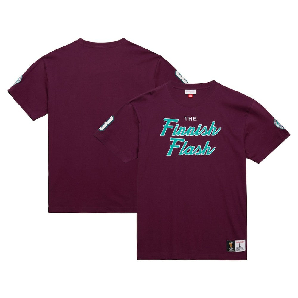Teemu Selanne Anaheim Ducks Mitchell & Ness Premium Nickname Vintage Logo T-Shirt - Purple | US 201297205