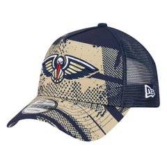 New Orleans Pelicans Tip Off A-Frame Trucker 9FORTY Adjustable Hat Navy/Gold - New Era