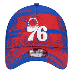 Philadelphia 76ers Tip Off A-Frame Trucker 9FORTY Adjustable Hat Royal/Red - New Era
