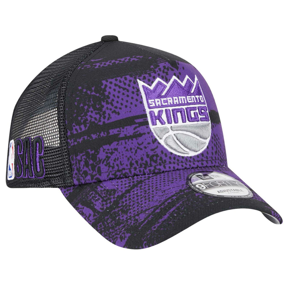 Sacramento Kings Tip Off A-Frame Trucker 9FORTY Adjustable Hat Black/Purple - New Era