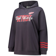 Detroit Red Wings Fanatics Women's Plus Size Lightweight Fleece Raglan Pullover Hoodie - Charcoal | US 201302744