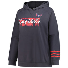 Washington Capitals Fanatics Women's Plus Size Lightweight Fleece Raglan Pullover Hoodie - Charcoal | US 201302749