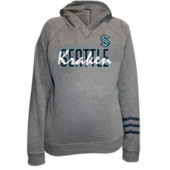 Seattle Kraken Fanatics Women's Plus Size Lightweight Fleece Raglan Pullover Hoodie - Heather Gray | US 201302753
