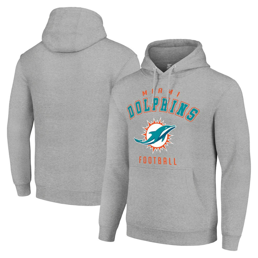 Miami Dolphins Starter Unisex Logo Pullover Hoodie - Heather Gray Hoodies