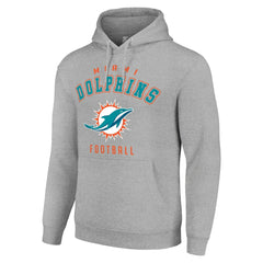 Miami Dolphins Starter Unisex Logo Pullover Hoodie - Heather Gray Hoodies