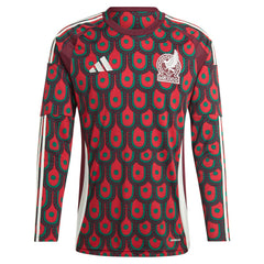 Mexico National Team 2024 Home Replica Long Sleeve Jersey Burgundy - Adidas outlet
