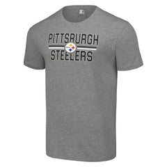 Pittsburgh Steelers Starter Team Mesh Print Graphic T-Shirt - Heather Gray T-shirts
