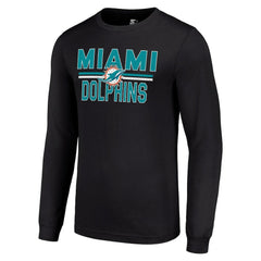 Miami Dolphins Starter Team Mesh Print Graphic Long Sleeve T-Shirt - Black T-shirts
