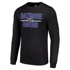 Baltimore Ravens Starter Team Mesh Print Graphic Long Sleeve T-Shirt - Black T-shirts