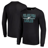 Philadelphia Eagles Starter Team Mesh Print Graphic Long Sleeve T-Shirt - Black T-shirts