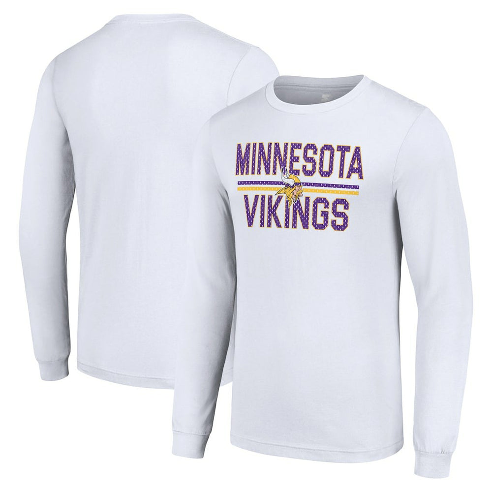 Minnesota Vikings Starter Team Mesh Print Graphic Long Sleeve T-Shirt - White T-shirts