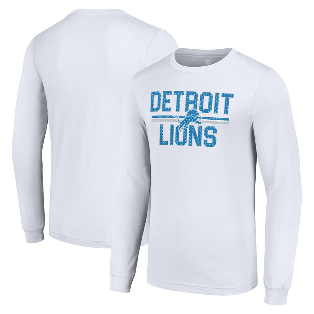 Detroit Lions Starter Team Mesh Print Graphic Long Sleeve T-Shirt - White T-shirts
