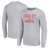 Kansas City Chiefs Starter Team Mesh Print Graphic Long Sleeve T-Shirt - Heather Gray T-shirts