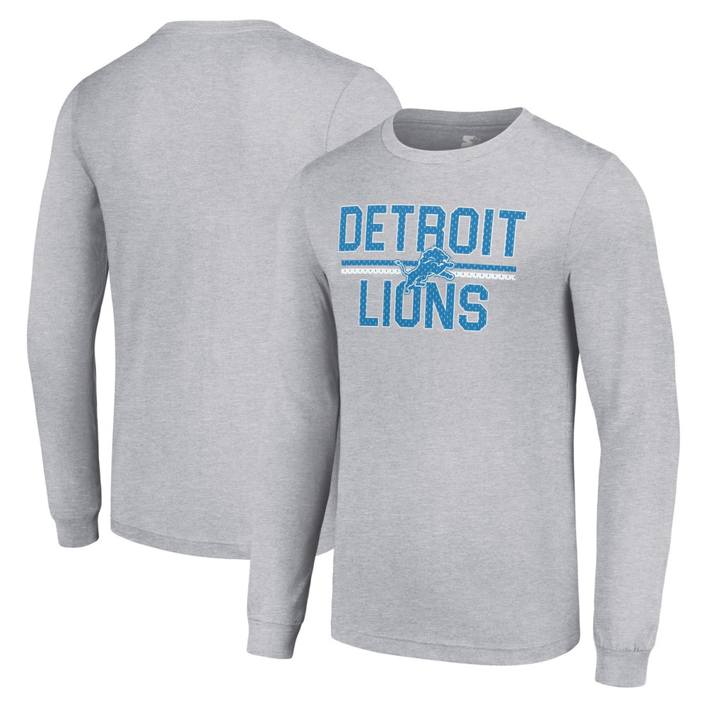 Detroit Lions Starter Team Mesh Print Graphic Long Sleeve T-Shirt - Heather Gray T-shirts