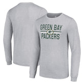 Green Bay Packers Starter Team Mesh Print Graphic Long Sleeve T-Shirt - Heather Gray T-shirts