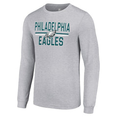 Philadelphia Eagles Starter Team Mesh Print Graphic Long Sleeve T-Shirt - Heather Gray T-shirts