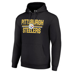 Pittsburgh Steelers Starter Unisex Team Mesh Print Graphic Tri-Blend Pullover Hoodie - Black Hoodies