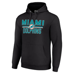 Miami Dolphins Starter Unisex Team Mesh Print Graphic Tri-Blend Pullover Hoodie - Black Hoodies