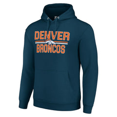 Denver Broncos Starter Unisex Team Mesh Print Graphic Tri-Blend Pullover Hoodie - Navy Hoodies