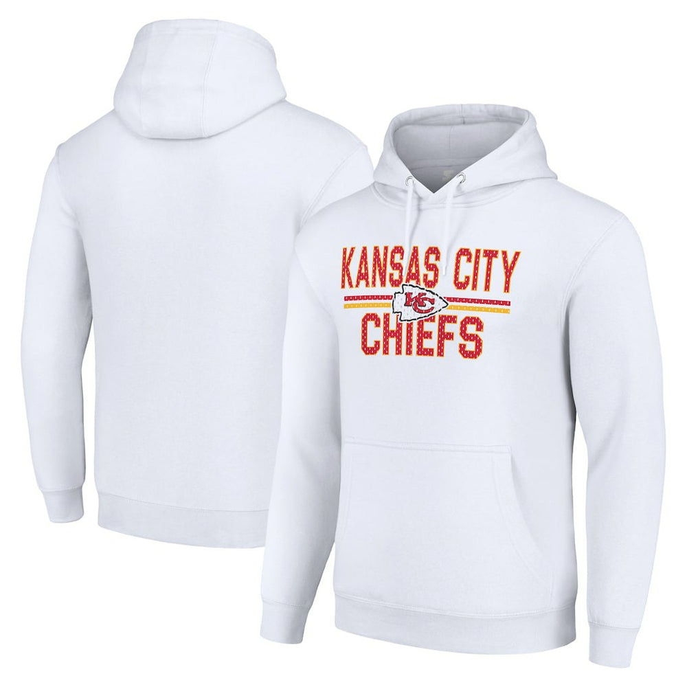 Kansas City Chiefs Starter Unisex Team Mesh Print Graphic Tri-Blend Pullover Hoodie - White Hoodies