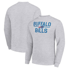 Buffalo Bills Starter Team Mesh Print Graphic Pullover Sweatshirt - Heather Gray Pullover