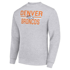 Denver Broncos Starter Team Mesh Print Graphic Pullover Sweatshirt - Heather Gray Pullover