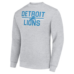 Detroit Lions Starter Team Mesh Print Graphic Pullover Sweatshirt - Heather Gray Pullover