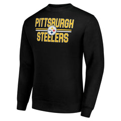 Pittsburgh Steelers Starter Team Mesh Print Graphic Pullover Sweatshirt - Black Pullover